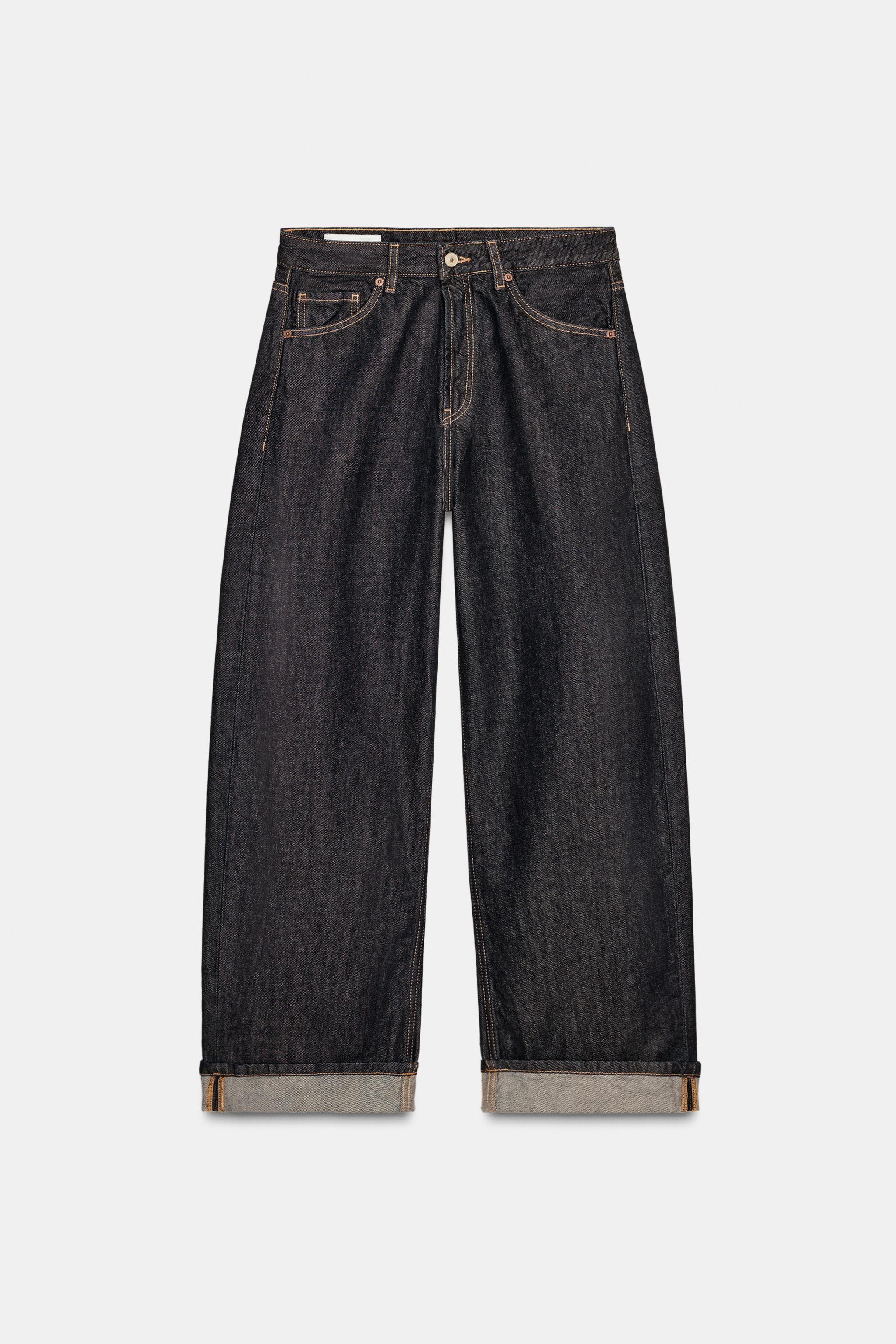 TRF MID-RISE BAGGY FOLDED JEANS